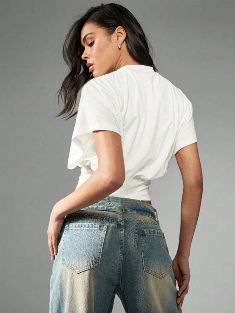 Loose T Shirts For Women Streetwear O-neck Crop Top Y2k Accessories Short Sleeve Feminist Clothes Pullover Camisetas Ropa Mujer