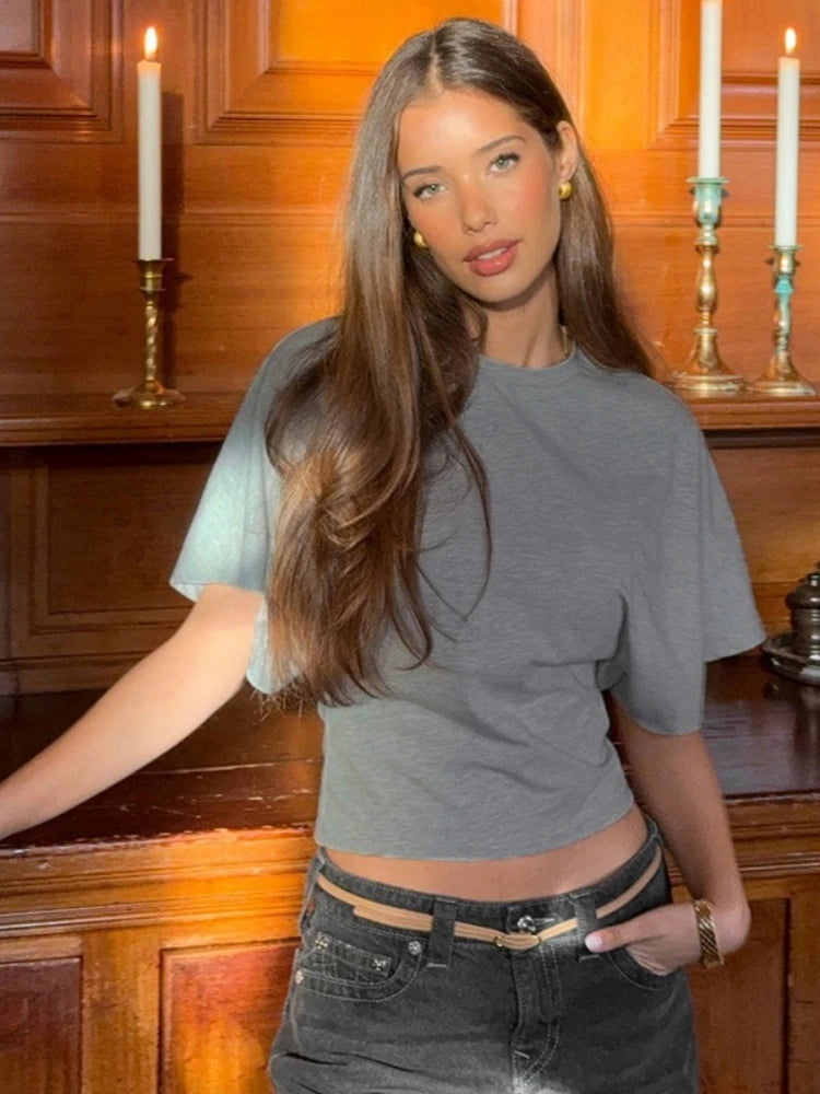 Loose T Shirts For Women Streetwear O-neck Crop Top Y2k Accessories Short Sleeve Feminist Clothes Pullover Camisetas Ropa Mujer